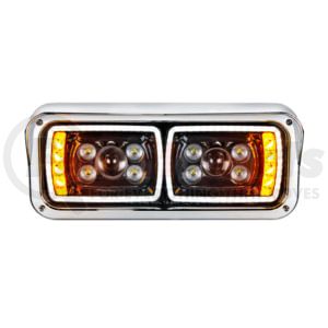 United Pacific 35825 Headlight Assembly Driver Side 10 High Power LED Blackout Projection Headlight w/ LED Turn Signal