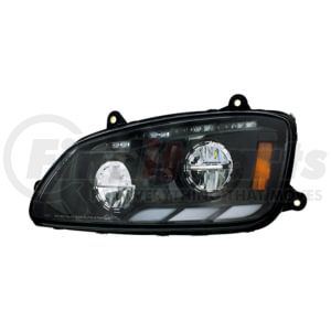 United Pacific 35881 Headlight Assembly Driver Side Black LED Headlight w/ Sequential Turn Signal and Position Light Bar