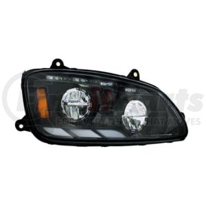 United Pacific 35882 Headlight Assembly Passenger Side Black LED Headlight w/Sequential Turn Signal & Position Light Bar