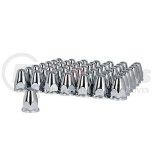 10060CB by UNITED PACIFIC - 33mm x 2-5/8" Chrome Plastic Bullet Nut Covers With Flange, Push-On (60-Pack)