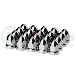 United Pacific 10049 Wheel Lug Nut Cover Set 33mm x 2-3/4" Chrome Plastic Bullet Nut Covers With Flange, Push-On (Box of 20 )