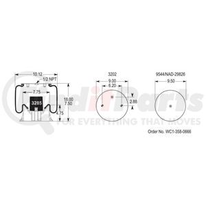 Firestone W013589069 Suspension Air Spring Kit Airide Suspension Air Spring Reversible Sleeve 1T15M-4
