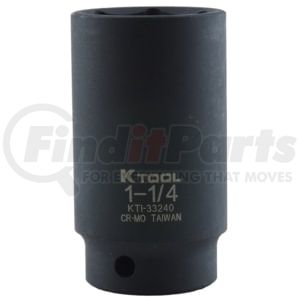 K-Tool International 33240 Socket 1-1/4 in. x 1/2 in. Drive 6-Point SAE Deep Impact Socket, Heat-Treated Chrome-Moly Steel