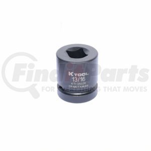 K-Tool International 35026 Socket 13/16 in. x 1 in. Drive 4-Point Square Budd Wheel Impact Socket, Heat-Treated Chrome-Moly