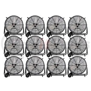 K-Tool International 77741-PL12 Shop Fan Pallet of 12 Twenty-Four-Inch Direct-Drive Industrial Tilting Drum Fans, 1/2 HP
