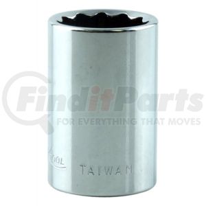 K-Tool International 27515 Socket 15 mm x 3/8 in. Drive 12-Point Metric Shallow Socket, High-Polish Heat-Treated Chrome