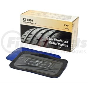 Kex Tire Repair KX-MX20 Tire Repair Kit 3 x 5 In. 2 Ply Radial Tire Repair Patch Units Center Over Injury Box of 10