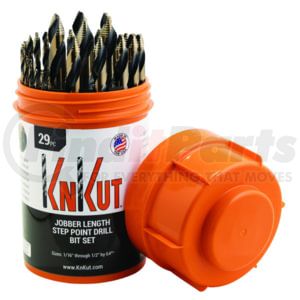 KnKut 29KK10DB KnKut 29 Piece Drill Buddy Mechanics Length Step Point Drill Bit Set 1/16"-1/2" by 64ths