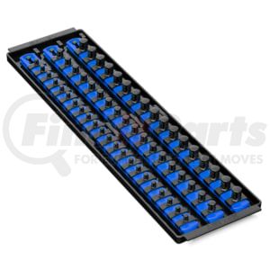 Ernst 8451 Drive Socket Storage Rail 18 In. 3 Rail Multi Drive 57 Twist Lock Clip Blue Socket Boss Organizer Tray