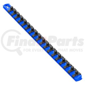 Ernst 8404 Drive Socket Storage Rail 18 In. 3/8 In. Drive Universal Socket Storage Rail Blue with 18 Locking Clips