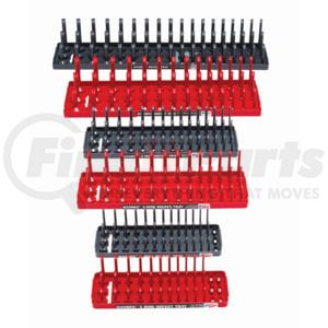 Hansen Global 92013 6 Piece 3 Row Socket Tray Set - Red/Grey