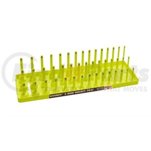 Hansen Global 38083 3/8" Metric 3-Row Socket Tray, Hi-Viz Yellow
