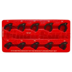 LTI Tools LT1910 Wrench 11-Piece Metric 14 to 24 mm Air Hammer Powered Hydraulic Crowfoot Socket Kit