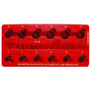 LTI Tools LT-1930 Wrench 12-Piece Metric Air Hammer Powered Flare Nut Line Wrench Crowfoot Set Black Oxide Finish