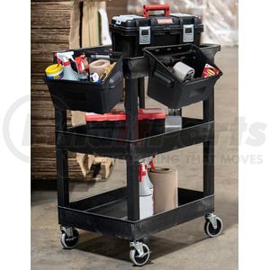 Luxor SEC111-B-OUTRIG 24 x 18 Plastic Utility Tub Cart with Two Bins