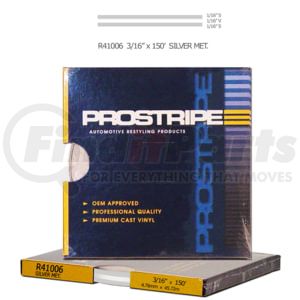 Prostripe R41006 Pinstripe 3/16" x 150' Silver Metallic Multistripe Tape, Vinyl, Pressure Sensitive Adhesive