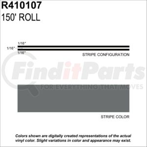 Prostripe R410107 Pinstripe 3/16" x 150' Gunmetal Metallic Multistripe Tape, Vinyl, Pressure Sensitive Adhesive