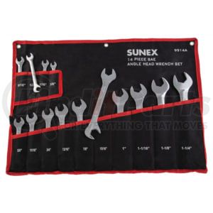 Sunex Tools 9914A Wrench Set Angle Head Wrench Set - 14 pc, Full Polish, SAE, Silver, Drop Forged