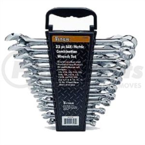 Titan 17398 Standard & Metric Combination Wrench Set, 22 pc