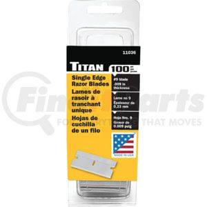 Titan 11036 Razor Blade Single Edge #9 Razor Blades, 100 Pk