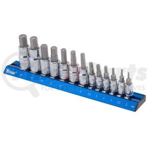 Titan 16124 Screwdriver Bit Socket 13 Pc. Metric Hex Bit Socket Set Ideal for Professional Hand Tools Use Durable