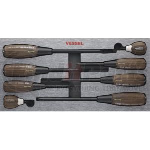 Vessel Tools 3308EVA 8 Pc WOOD-COMPO Non-Slip Tang-Thru Screwdriver Set