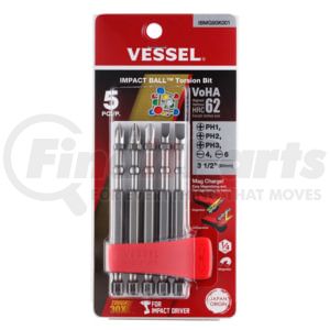 Vessel Tools IBMG90K001 IMPACT BALL Torsion Bit ASSORTx90 5PC. (MCH)
