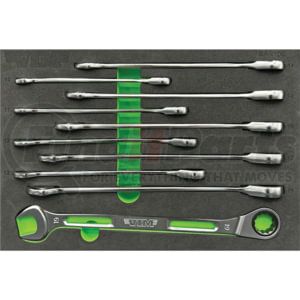 Vim Tools SAR100 Wrench Set 10-Piece Metric Slim Angled 12-Point Ratcheting Wrench Set 10 to 19 mm EVA Foam Tray