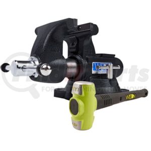 Wilton WL9-28806A Bench Vise 5.5" Tradesman Bench Vise Swivel Base and 4 LB Unbreakable Handle Sledge Kit