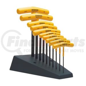 Bondhus Corp. 13390 Hex Key Set Bondhus 13390 Set 10 Graduated Length Hex T-handles 3/32"-3/8" with Stand