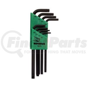 Bondhus Corp. 31834 Torx Wrench Set, 8 Piece, T9 to T40, Long Length, L Shaped, in Twist-to-Lock Plastic Case