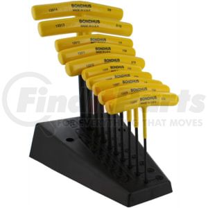 Bondhus Corp. 15390 Hex Key Set Bondhus 15390 Set 10 Hex T-handles 9" Length 3/32"-3/8" with Stand