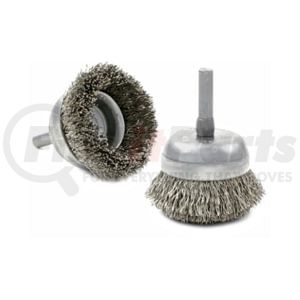 Brush Research BNH1612 Power Wire Cup Brush 1-3/4 Inch Carbon Steel Crimped Small Diameter Shank Mounted Cup Brush