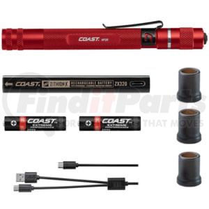 Coast 21517 HP3R Rechargeable Focusing Penlight, Red