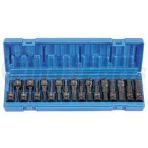 Grey Pneumatic 1598HC Hex Key Set 18-Piece 1/2 in. Impact Hex Driver Set, SAE/Metric, Molded Case