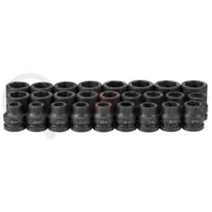 Grey Pneumatic 9026M Socket Set 26-Piece, 1" Drive 6-Point, 19mm to 44m Length, Impact Socket Set, with Metal Case