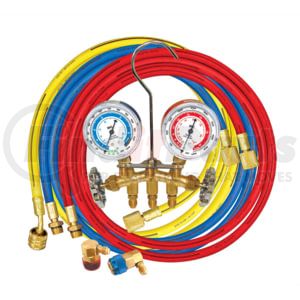 Mastercool 66661 Brass R134a Manifold Gauge Set with (3) 60" Hoses