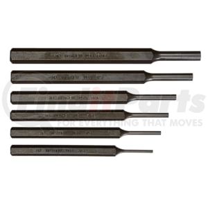 Mayhew Tools 62075 Hand Punch 6-Piece Pin Punch Tool Kit Housed in Vinyl Bag with Black Oxide Finished Drive Element Sizes
