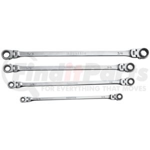 Mountain ex-pffgbxz-4pc 4 Piece SAE Double Box Universal Spline Ratcheting Wrench Set