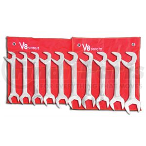 V8 Hand Tools 9810 Jumbo Angle Head Wrench Set, SAE, 10 pc