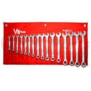V8 Hand Tools 9317 Wrench Set Wrench Set - 17 Piece Metric, 8 mm-24 mm, Full Polish, Standard Length