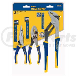 Vise Grip 2078704 Pliers 3-Pieces Pliers Set (6" Long Nose, 6" Slip Joint, 10" Groove Joint), ProTouch Grips