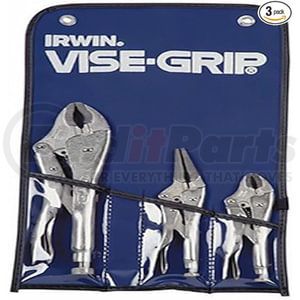 Vise Grip 73 Pliers 3-Pieces Original Locking Plier Kit Bag Set, Curved Straight Long Nose Jaws