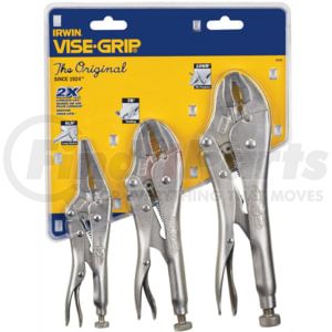 Vise Grip 323S Pliers 3-Pieces Locking Tools Set, Curved Straight Long Nose Jaws, Wire Cutter