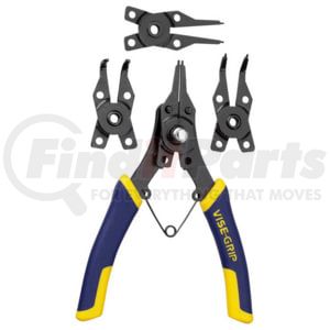 Vise Grip 2078900 Pliers 6-1/2" Convertible Snap Ring Pliers with 4 Interchangeable Tips, ProTouch Grips