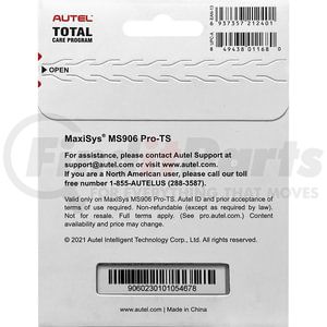 Autel MS906PT1YRUP Software License 1-Year Software Update Extension & Warranty Renewal Card for MS906PROTS Scan Tool