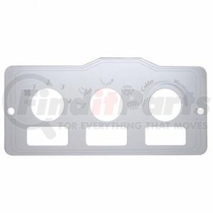 United Pacific 48000 A/C Control Panel A/C Control Plate - 3 Square Openings, Stainless, for Peterbilt