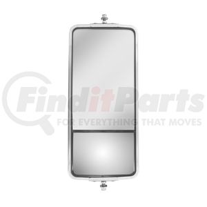 United Pacific 60027 Door Mirror 7" x 16" 430 SS West Coast Style Mirror w/ Convex Lower Mirror, Heated