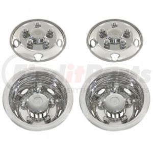 United Pacific 20102 Wheel Cover Set Wheel Cover and Simulator Set - 16", Stainless Steel, for Toyota Coaster Buses
