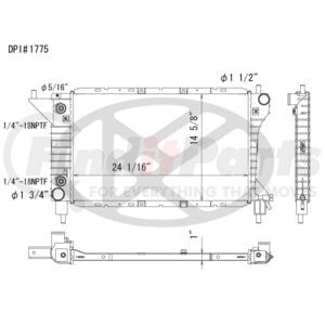 Koyorad A1775 Radiator Plastic Tank With Aluminum Core Radiator.